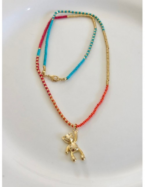 COLLAR BAÑADO EN ORO DIJE OSO 50CMS