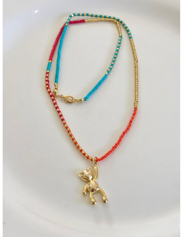 COLLAR BAÑADO EN ORO DIJE OSO 50CMS