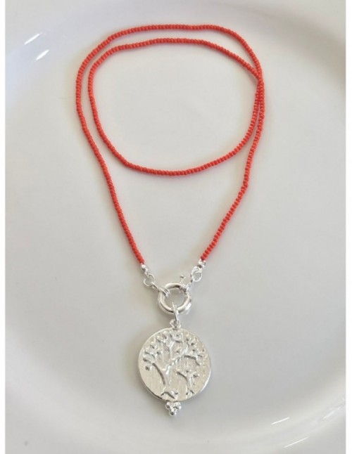 COLLAR BAÑADO EN PLATA DIJE ARBOL 50CMS
