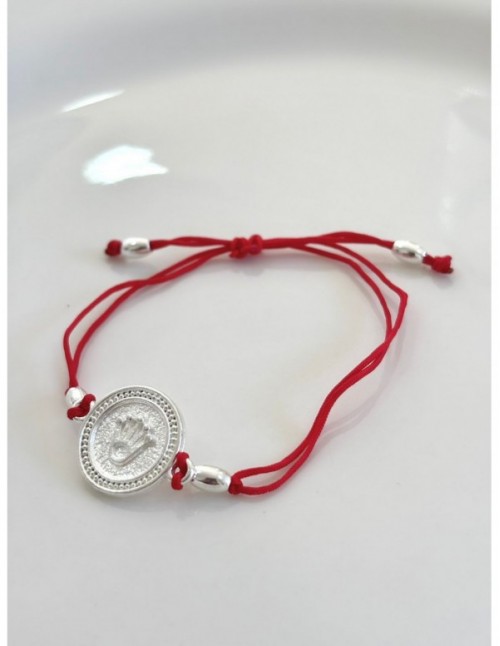 PULSERA BAÑADA EN PLATA  ROJA