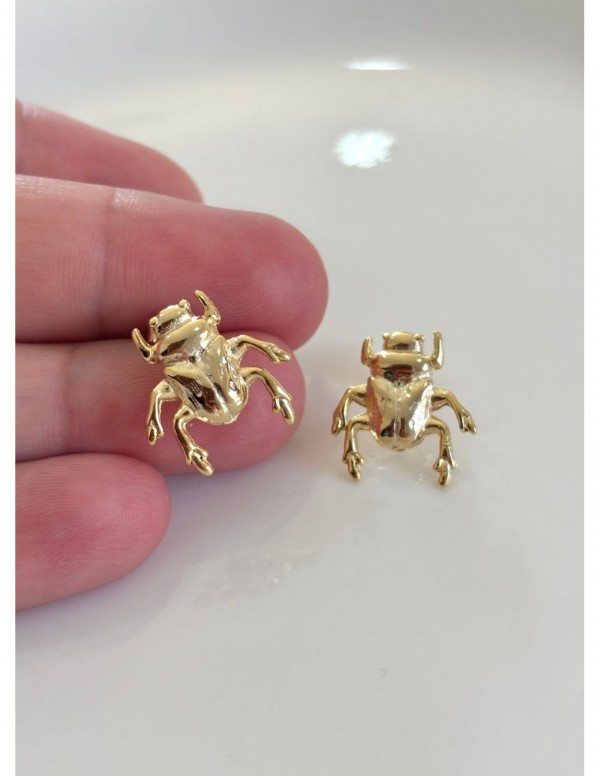 AROS BAÑADOS EN ORO ESCARABAJO 18MM