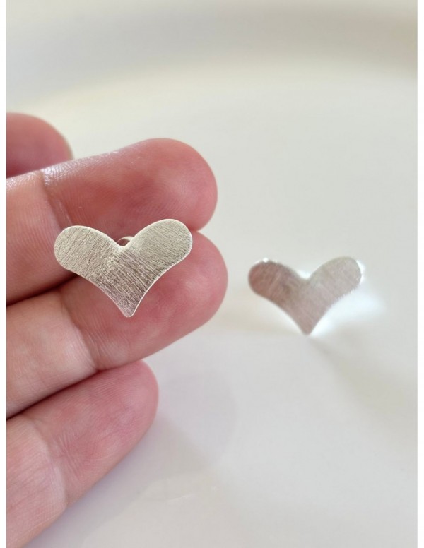 AROS BAÑADOS EN PLATA CORAZO PEQUEÑO