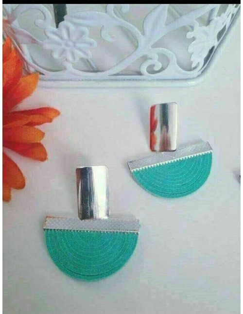 ARO MEDIA LUNA BASE RECTANGULAR CELESTE BAÃADA EN PLATA...