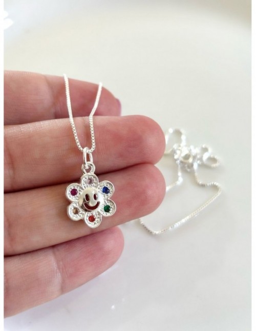 COLLAR BAÑADO EN PLATA DIJE CARITA FELIZ