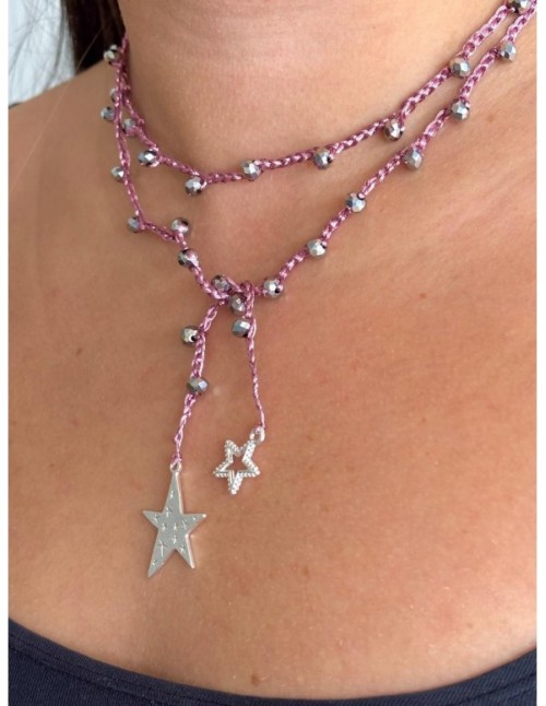 COLLAR BAÑADO EN PLATA LAZO DIJE ESTRELLA