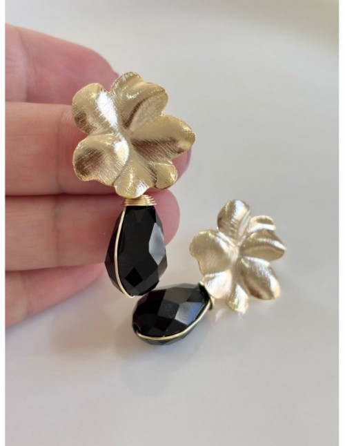 AROS BAÑADOS EN ORO CRISTAL NEGRO