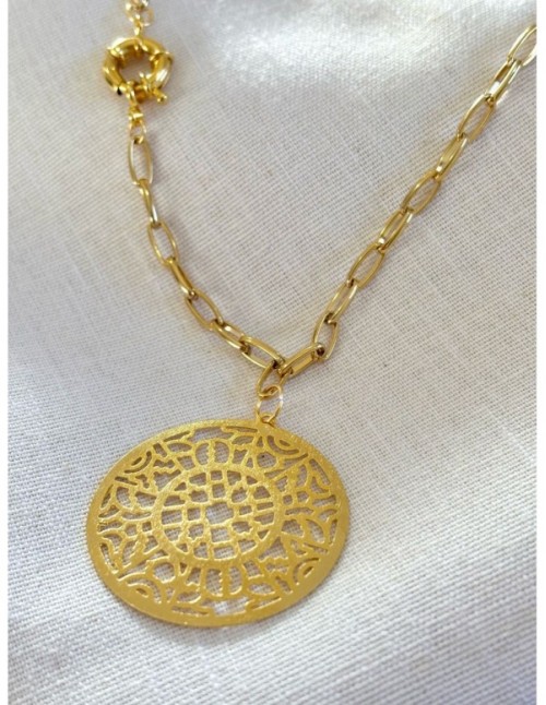 COLLAR BAÑADO EN ORO DIJE REDONDO