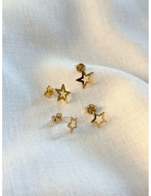 AROS BAÑADOS EN ORO PAR DE ESTRELLAS