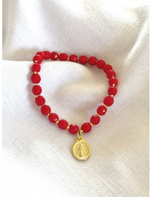 PULSERAS BAÑADAS EN ORO PIEDRAS AGATAS ROJAS