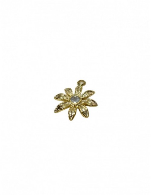 DIJE FLOR BAÑADO EN ORO 17MM