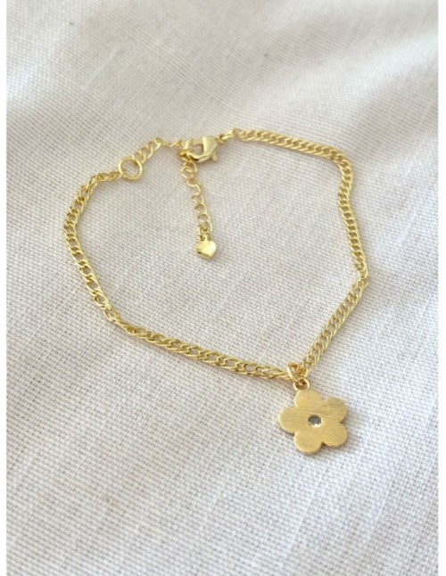 PULSERA BAÑADO EN ORO DIJE FLOR