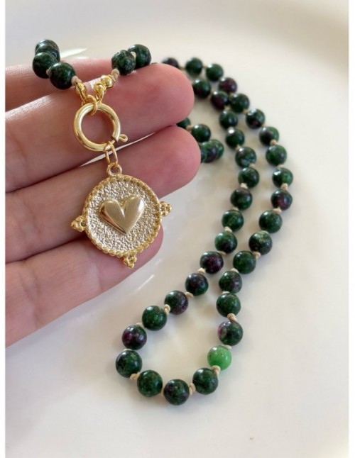 COLLAR BAÑADO EN ORO PIEDRAS VERDES