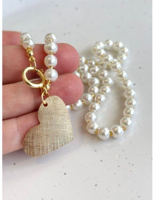 COLLAR BAÑADO EN ORO PERLAS BLANCAS