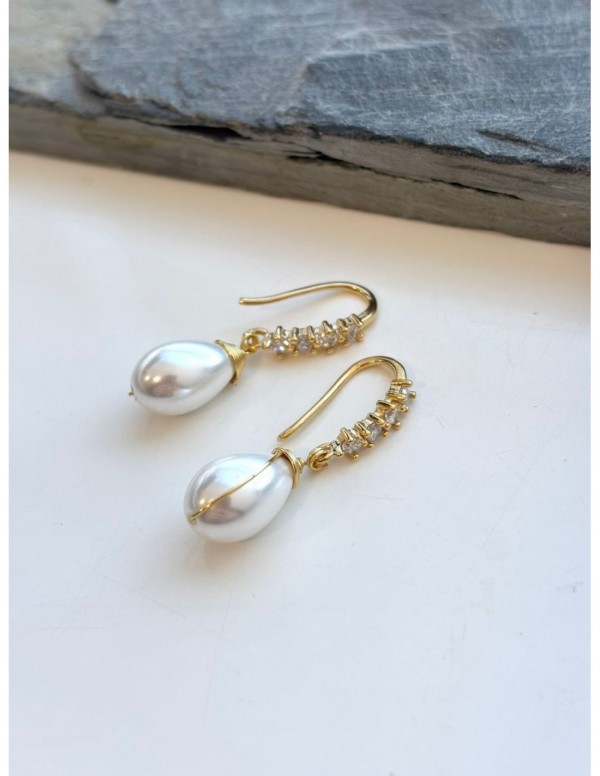 AROS BAÑADOS EN ORO PERLA BLANCA