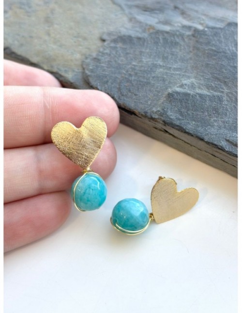 AROS BAÑADOS EN ORO PIEDRA TURQUESA