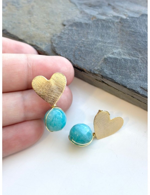 AROS BAÑADOS EN ORO PIEDRA TURQUESA