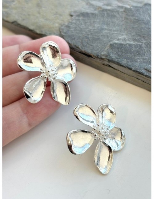 AROS BAÑADOS EN PLATA FLOR