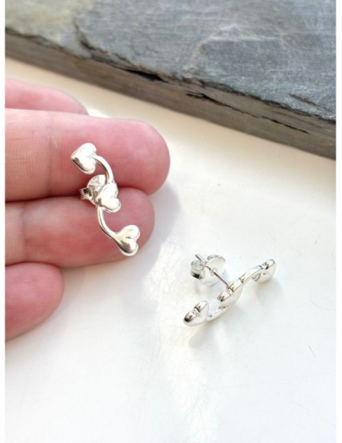AROS BAÑADOS EN PLATA TREPADOR CORAZONES