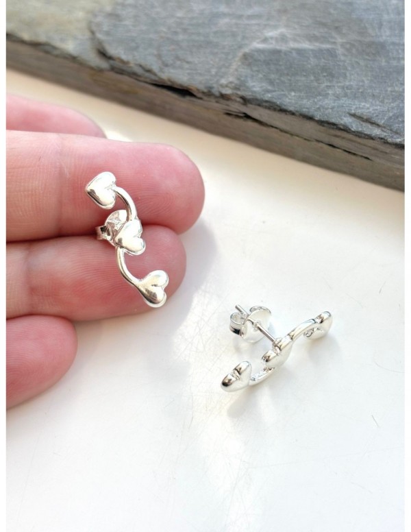 AROS BAÑADOS EN PLATA TREPADOR CORAZONES