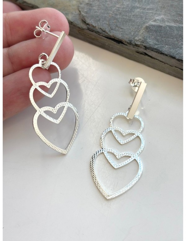 AROS BAÑADOS EN PLATA CORAZONES