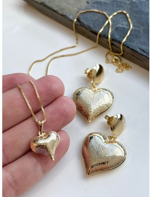 CONJUNTO BAÑADO EN ORO CORAZON