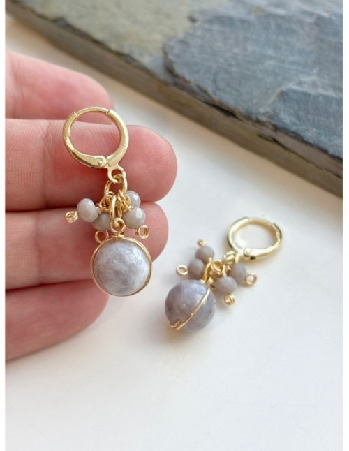 AROS BAÑADOS EN ORO CRISTALES GRIS