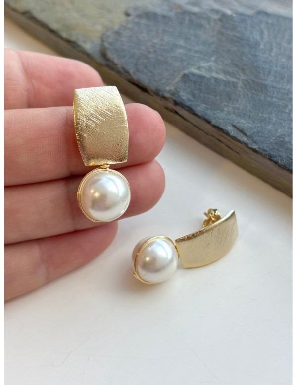 AROS BAÑADOS EN ORO PERLA SHELL