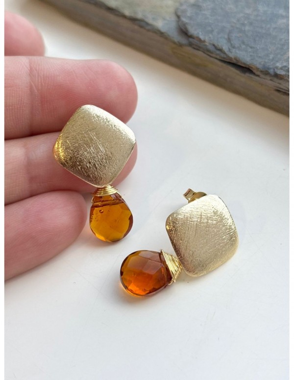 AROS BAÑADOS EN ORO CRISTAL CAFÉ