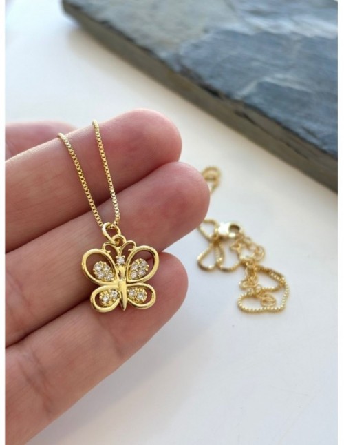 COLLAR BAÑADO EN ORO DIJE MARIPOSA