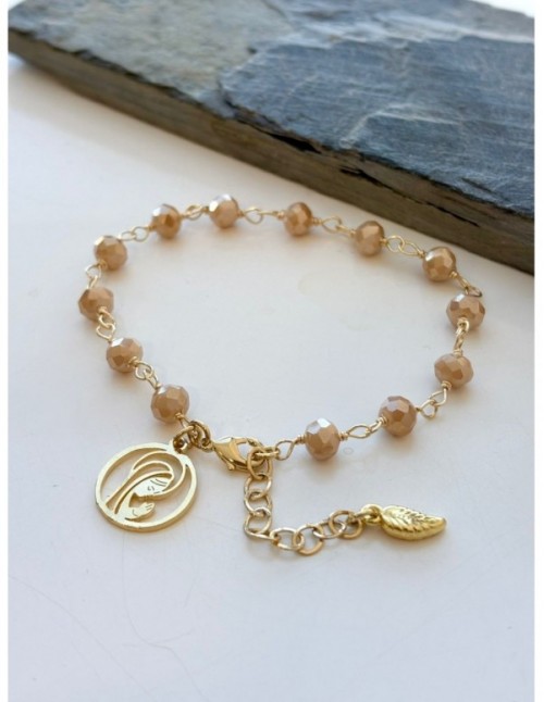 PULSERA BAÑADA EN ORO DIJE RELIGIOSO