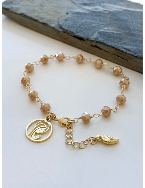 PULSERA BAÑADA EN ORO DIJE RELIGIOSO