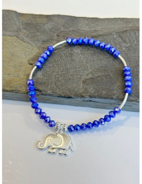 PULSERA BAÑADA EN PLATA CRISTALES AZULES