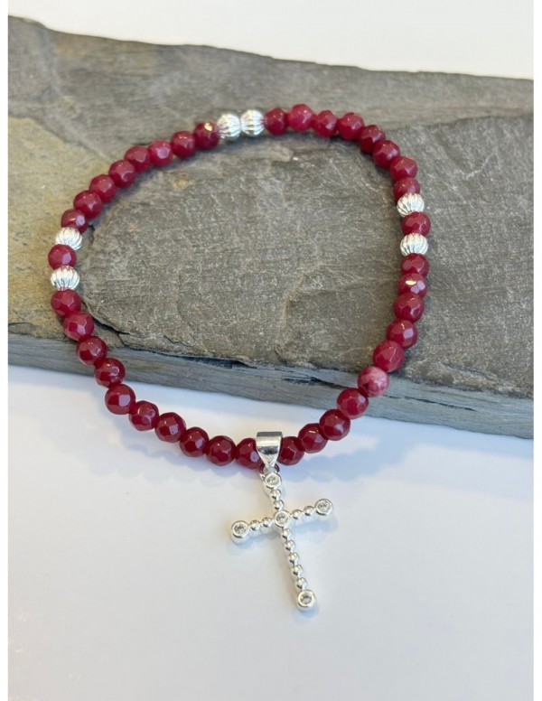 PULSERA BAÑADA EN PLATA PIEDRAS AGATAS