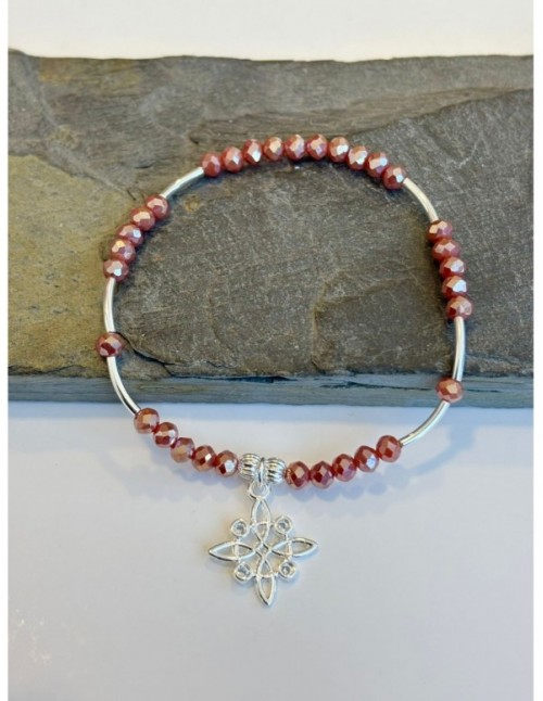 PULSERA BAÑADA EN PLATA CRISTALES CAFES