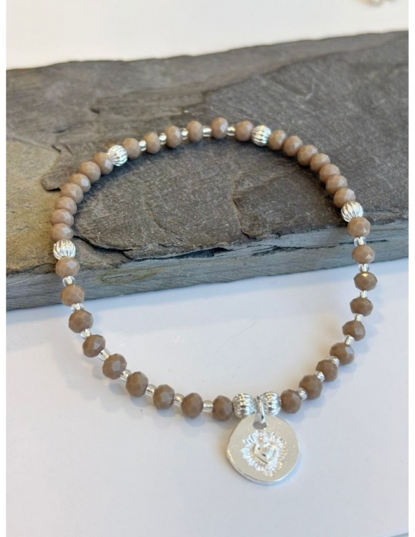 PULSERA BAÑADA EN PLATA CRISTALES GRIS