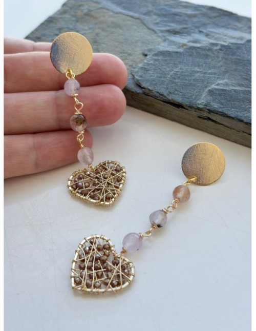 AROS BAÑADOS EN ORO CRISTALES CAFES