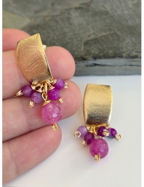 AROS BAÑADOS EN ORO PIEDRAS MORADAS