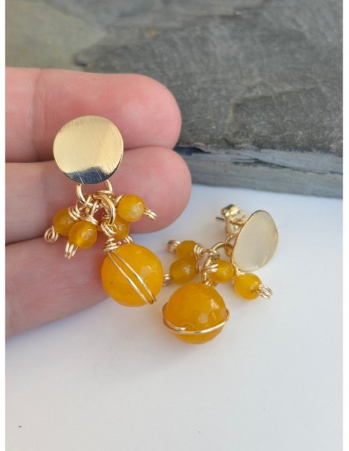 AROS BAÑADOS EN ORO PIEDRAS AMARILLAS