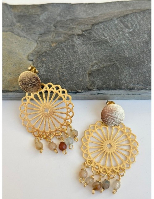AROS BAÑADOS EN ORO PIEDRAS AGATAS