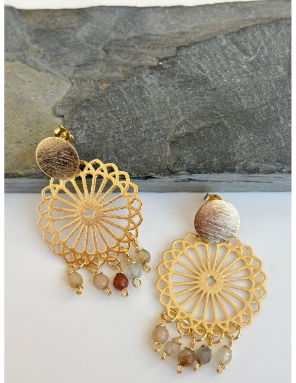 AROS BAÑADOS EN ORO PIEDRAS AGATAS