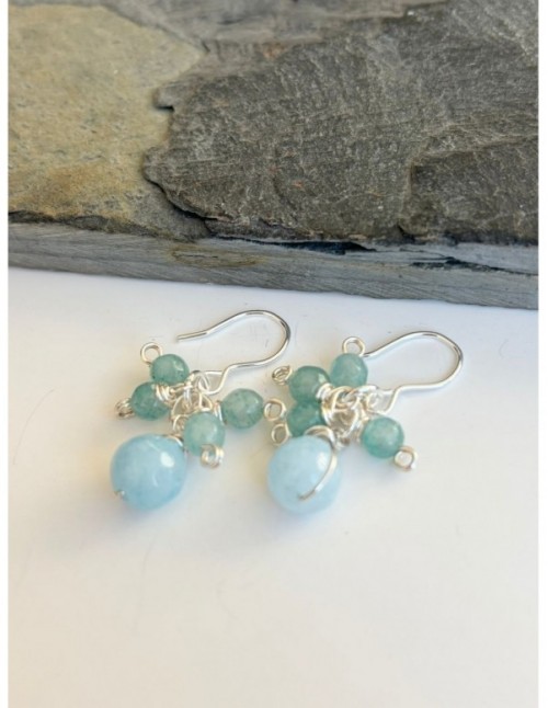 AROS BAÑADOS EN PLATA PIEDRAS CELESTES