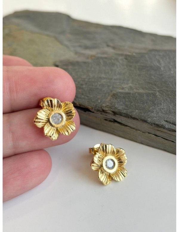 AROS BAÑADOS EN ORO FLOR