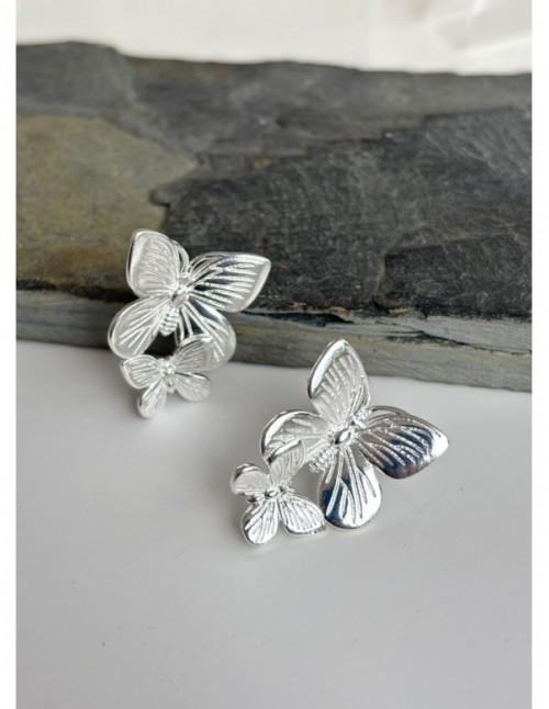 AROS BAÑADOS EN PLATA MARIPOSA