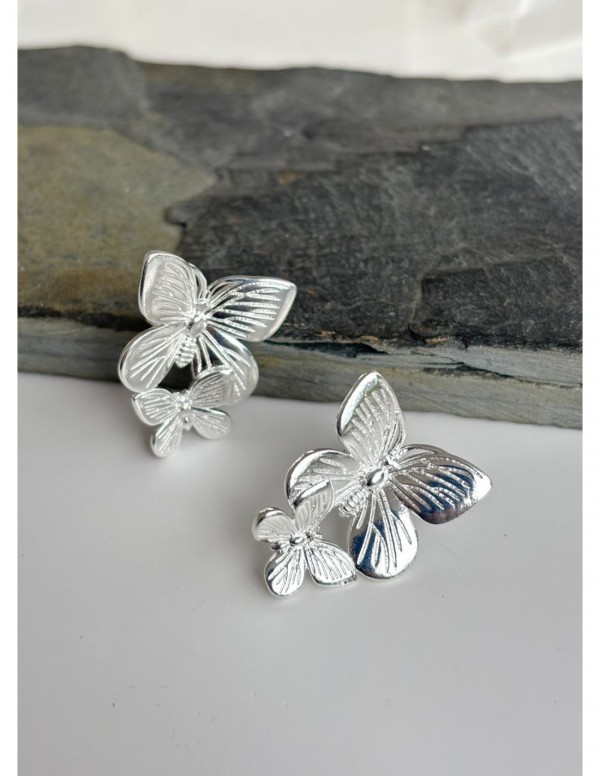 AROS BAÑADOS EN PLATA MARIPOSA