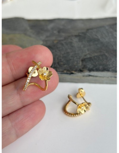 AROS BAÑADOS EN ORO FLOR