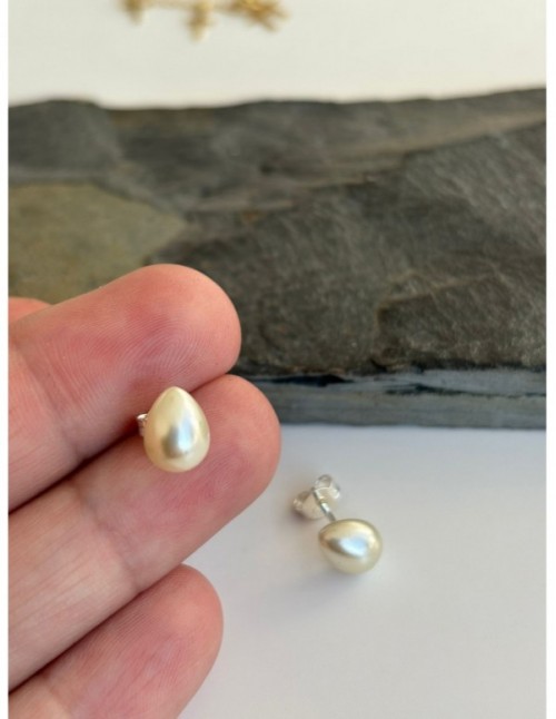 AROS BAÑADOS EN PLATA GOTA PERLA