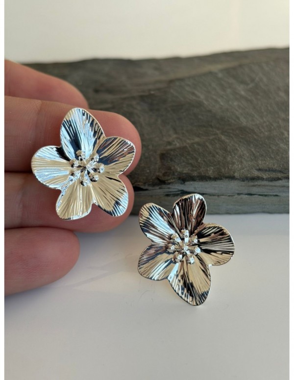 AROS BAÑADOS EN PLATA FLOR