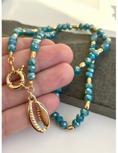 COLLAR BAÑADO EN ORO PIEDRA TURQUESA