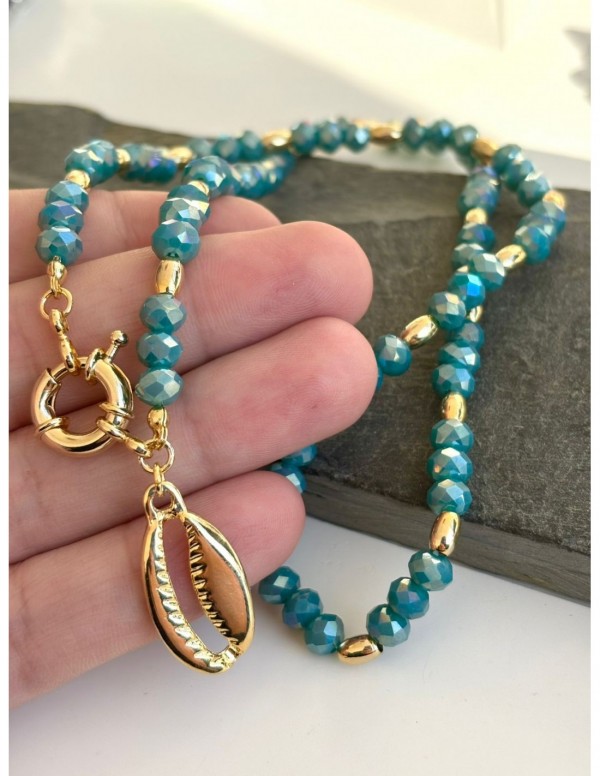 COLLAR BAÑADO EN ORO PIEDRA TURQUESA