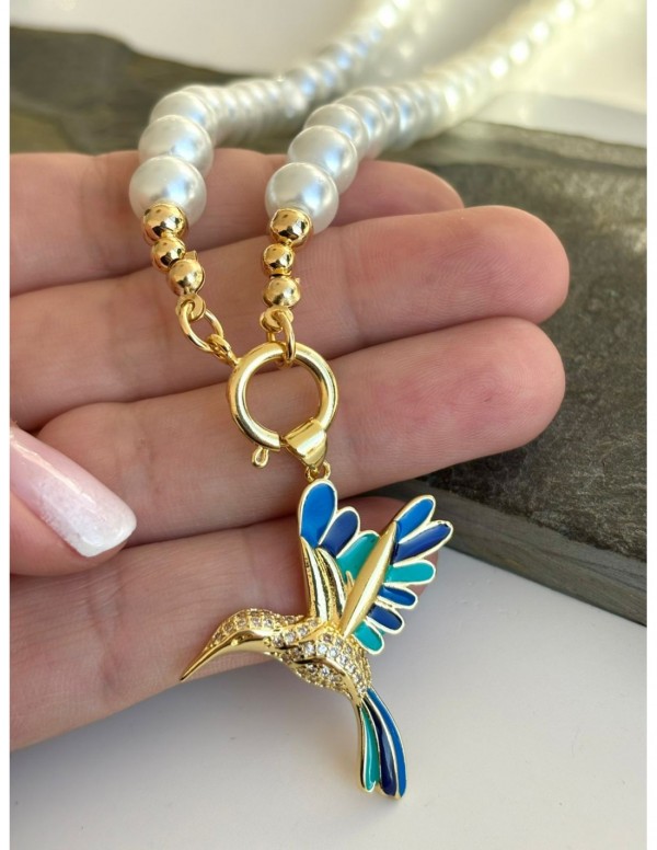 COLLAR BAÑADO EN ORO COLIBRI